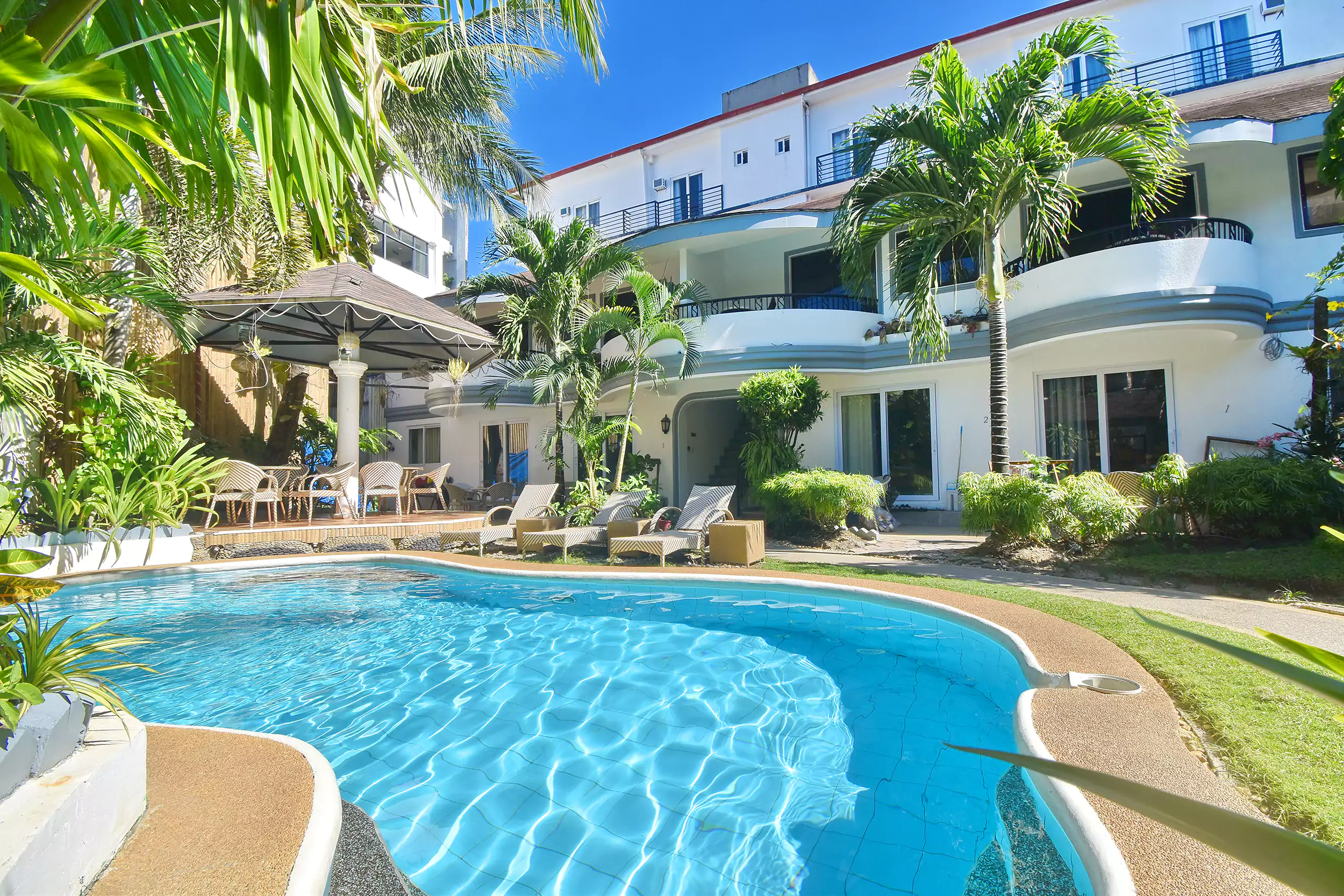 The pool garden at Villa Sunset Boracay